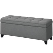 Storage Ottoman Bench, Foot Rest with Safety Hinges, 47 Inches Linen Storage Chest for Living Room, Dark Grey