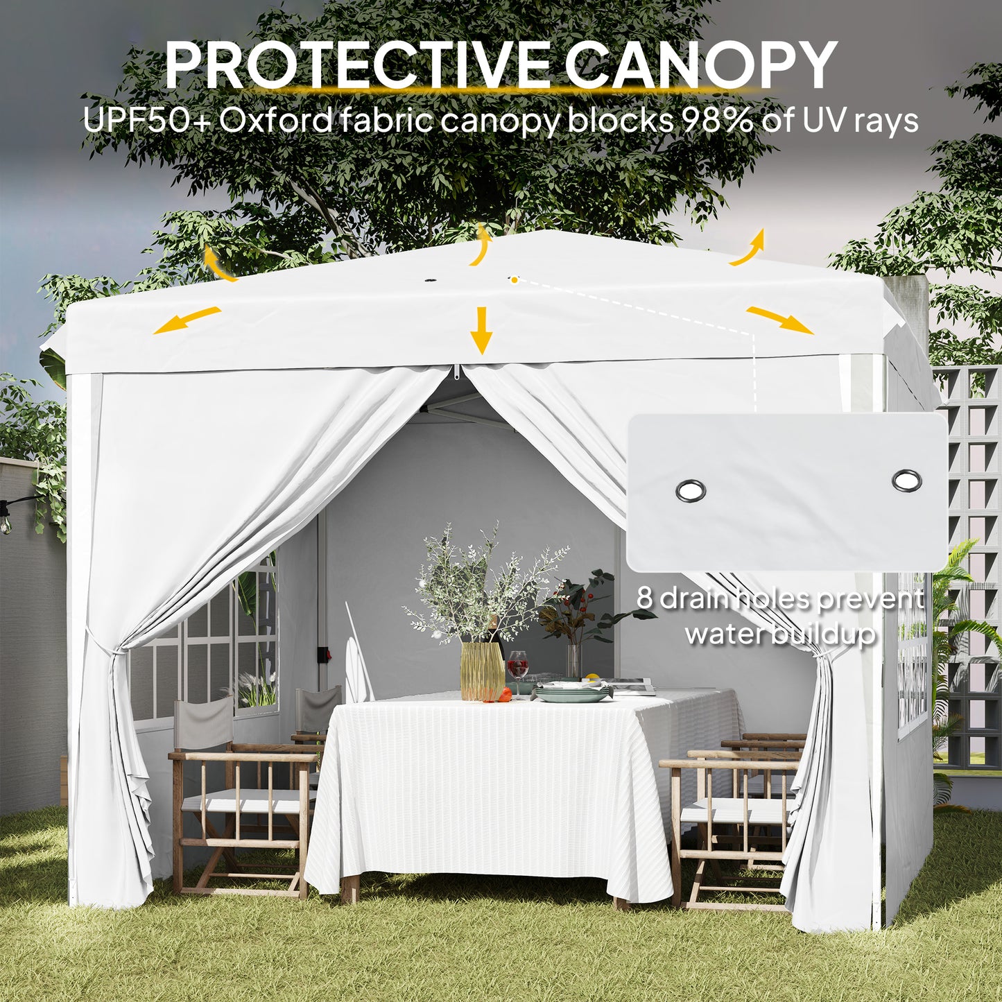 10' x 10' Pop-Up Canopy Tent with Sidewalls, Height-Adjustable, Carry Bag Included, for Outdoor, Garden, Patio, White