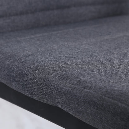 Modern Dining Chairs Set of 4, Upholstered Linen Fabric Kitchen Chairs with Channel Tufting and Metal Legs for Living Room, Dining Room, Bedroom, Grey