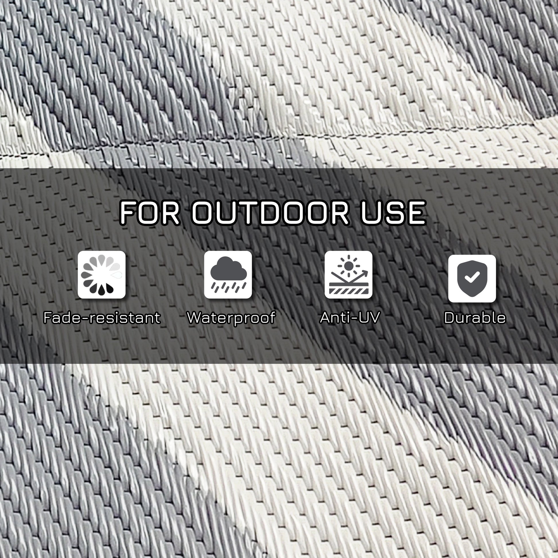 Reversible Outdoor RV Rug, Patio Floor Mat, 6' x 9' Plastic Rug for Backyard, Deck, Beach, Camping, Grey and Cream