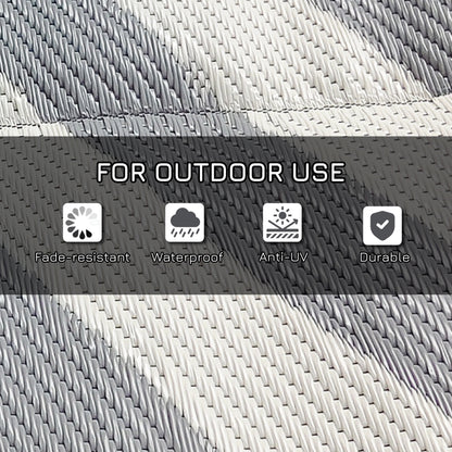 Reversible Outdoor RV Rug, Patio Floor Mat, 6' x 9' Plastic Rug for Backyard, Deck, Beach, Camping, Grey and Cream