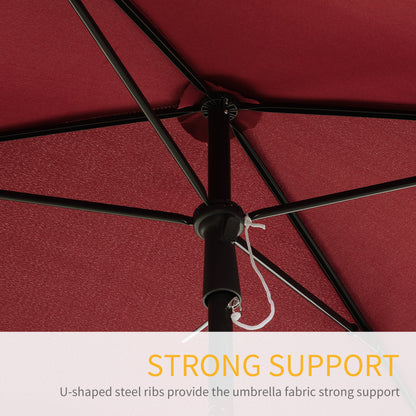 6.5x4ft Rectangle Patio Umbrella Aluminum Tilt Adjustable Garden Parasol Sun Shade Outdoor Canopy Wine Red