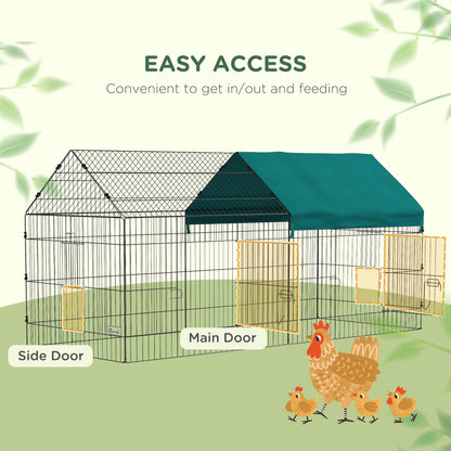 87" Small Animal Cage with Roof, Indoor/Outdoor Use, for Chicken, Rabbits, Chinchillas, Green