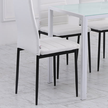 High Back Dining Chairs, Modern Upholstered Linen Fabric Accent Chairs with Metal Legs for Kitchen, Set of 4, White