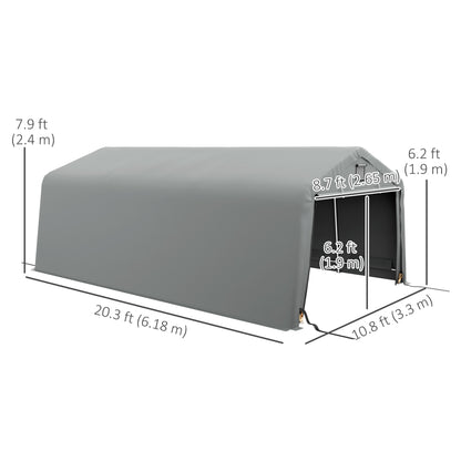 11' x 20' Portable Garage, Heavy Duty Carport Canopy with Ventilation Windows and Large Roll-up Door, Grey