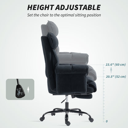 Desk Chair, Computer Office Chair with Footrest, Adjustable Backrest and Headrest, Black