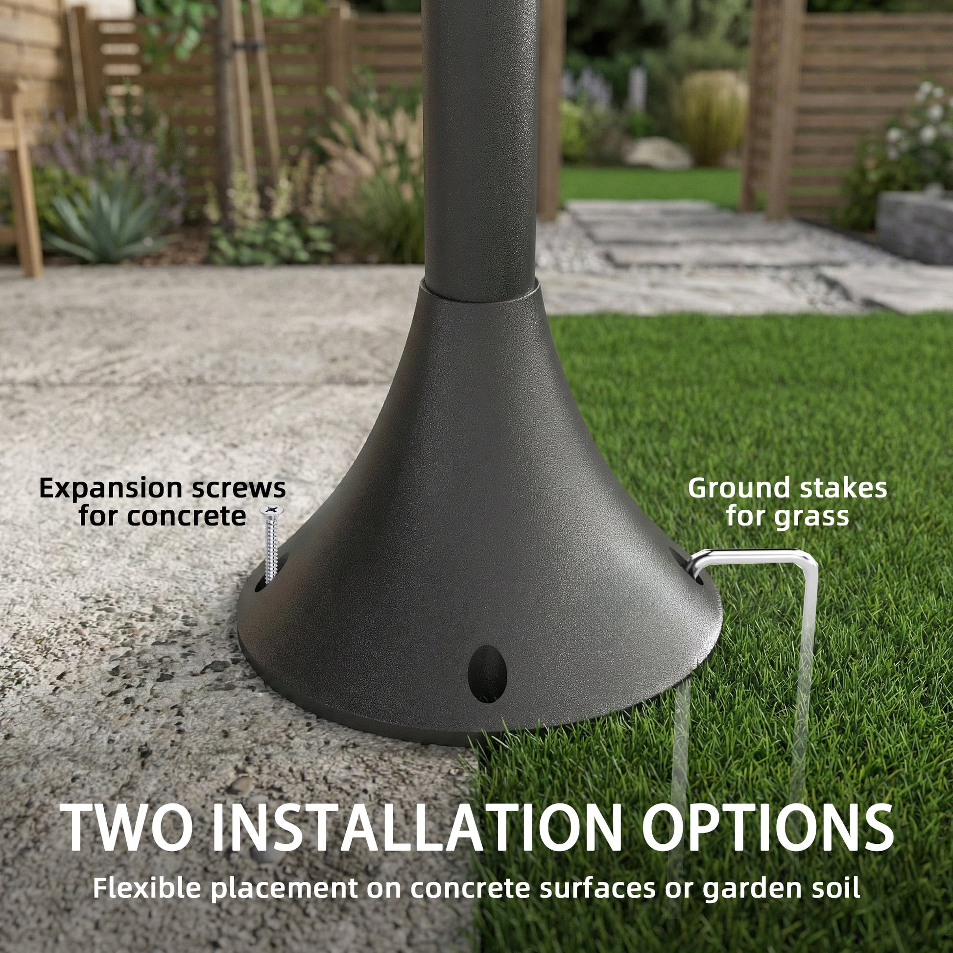 74" 3-Head Solar Lamp Post Light, Waterproof LED Solar Light Posts with Automatic Dusk-to-Dawn Sensor, IP44 Waterproof