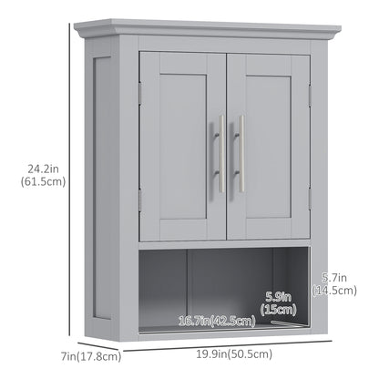 Bathroom Wall Cabinet, Medicine Cabinet, Toilet Storage Cabinet with Shelf for Living Room and Entryway, Grey