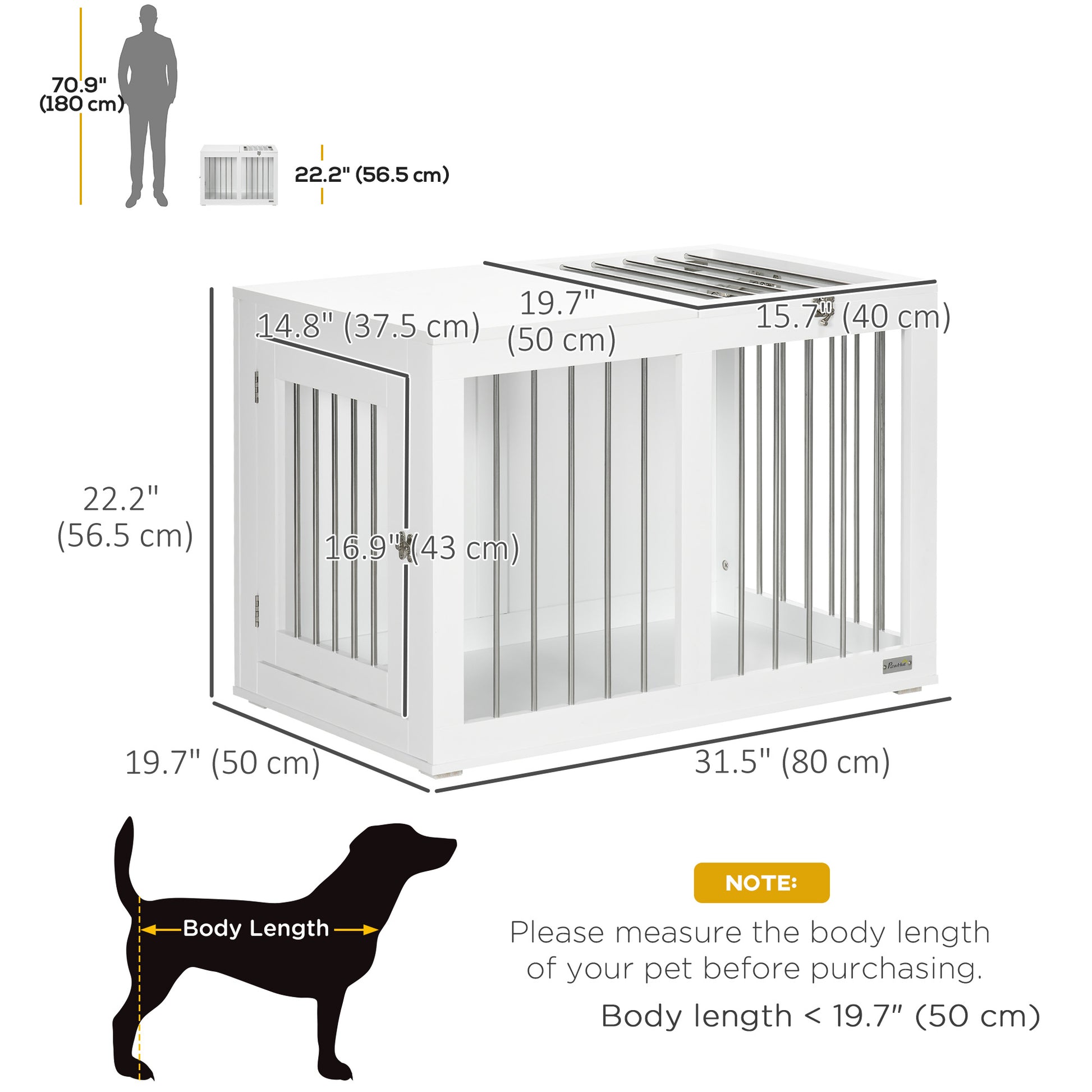 31.5" Dog Crate Furniture with Double Doors, for Medium Dogs, White