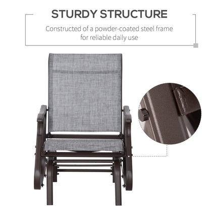 Outdoor Glider Chair, Patio Glider with Steel Frame and Mesh Fabric, Outdoor Patio Chair for Backyard, Garden and Porch, Grey