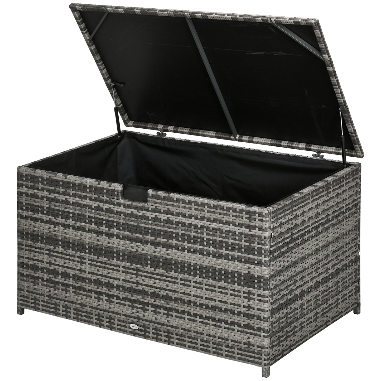 113 Gallon Outdoor Storage Box, Rattan Deck Box for Indoor, Patio Furniture Cushions, Grey