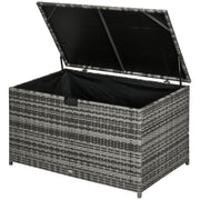 113 Gallon Outdoor Storage Box, Rattan Deck Box for Indoor, Patio Furniture Cushions, Grey