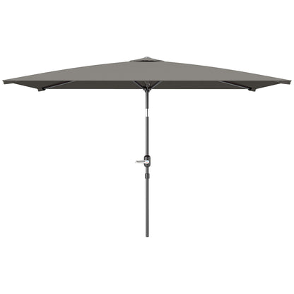 6.5x9.6ft Rectangle Aluminum Tilt Patio Umbrella, Garden Market Parasol, Outdoor Sunshade Canopy with Crank, Light Grey