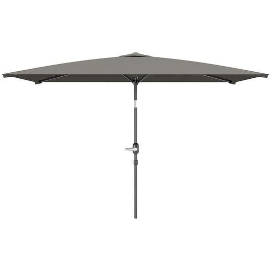 6.5x9.6ft Rectangle Aluminum Tilt Patio Umbrella, Garden Market Parasol, Outdoor Sunshade Canopy with Crank, Light Grey
