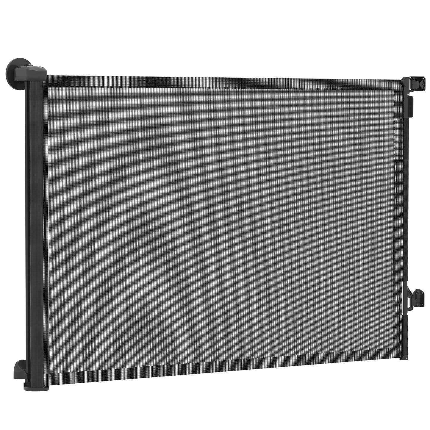 Retractable Dog Gate, 36.6" Tall, Extends to 55" Wide, Mesh Pet Gate with Single Hand Operation, for Stairs, Doorways