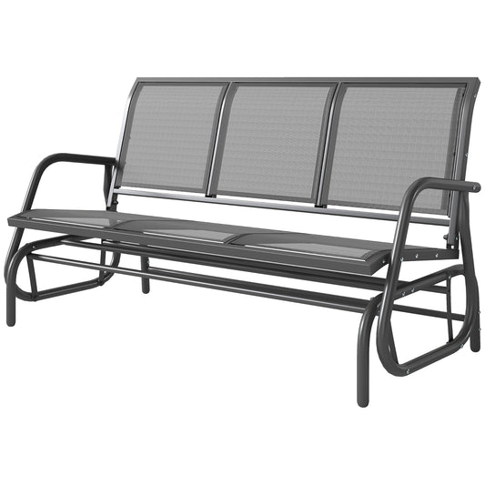 3-Seat Outdoor Glider Chair, Patio Rocking Chair, Steel Frame, Sling Fabric Seat for Garden, Backyard, Lawn, Grey