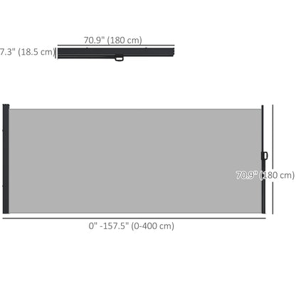 13' x 6' Retractable Side Awning, Outdoor Privacy Screen for Garden, Hot Tub, Balcony, Terrace, Pool, Light Grey
