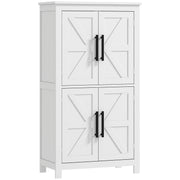 Farmhouse Bathroom Storage Cabinet, Bathroom Floor Cabinet with Barn Doors and Adjustable Shelf, White