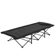 Camping Cot for Adults with Padded Cushion, 31.5" Wide Folding Bed with Carry Bag and Non-Slip Feet, Black