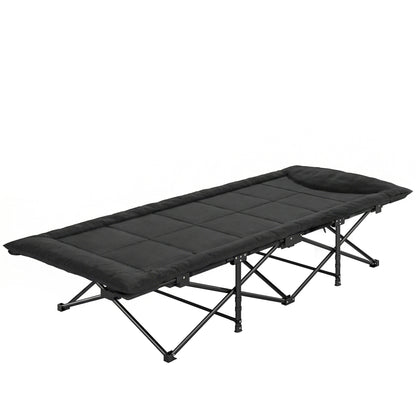 Camping Cot for Adults with Padded Cushion, 31.5" Wide Folding Bed with Carry Bag and Non-Slip Feet, Black