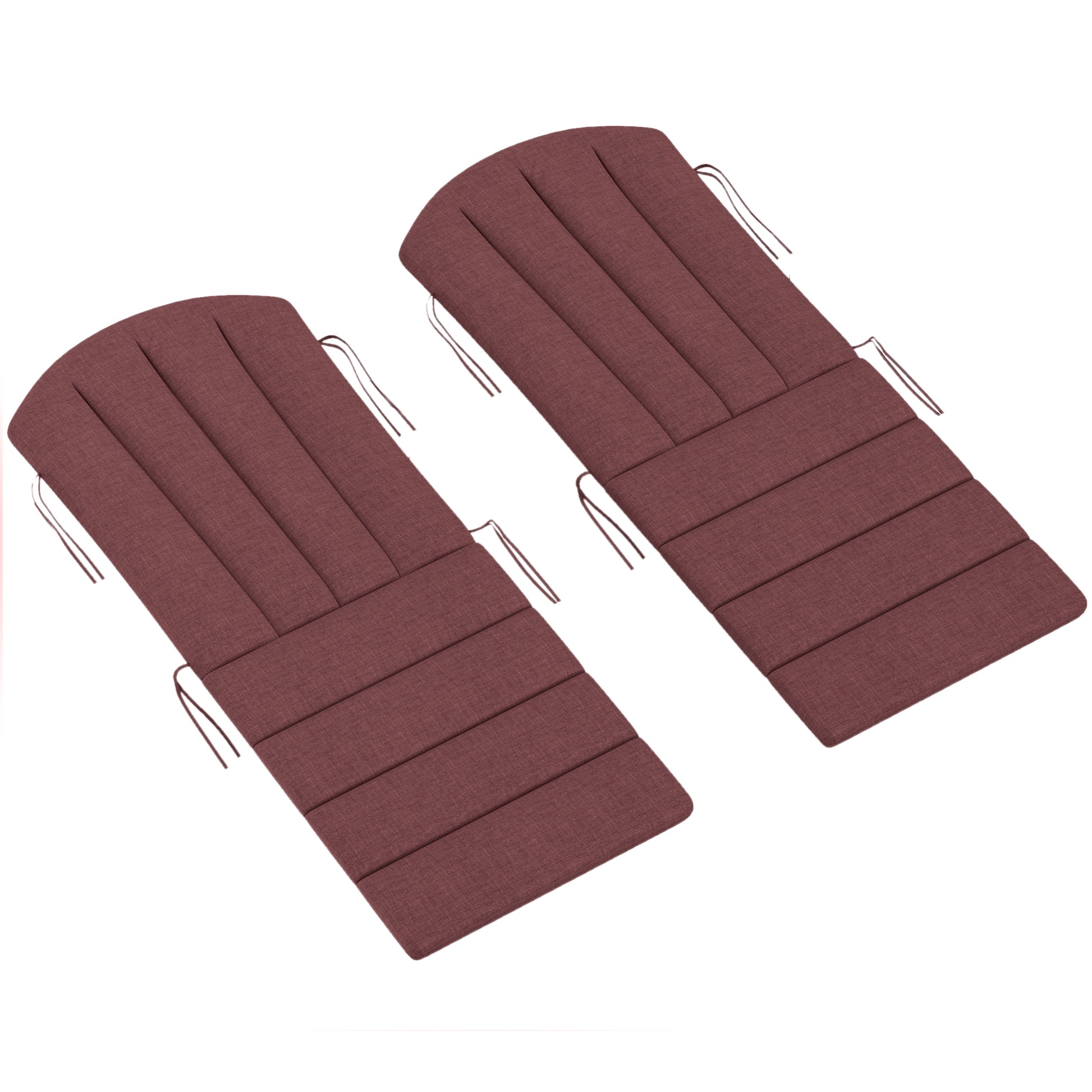 Set of 2 Patio Chair Cushions, High Back Adirondack Chair Cushion with Ties, High-Density Foam, Wine Red