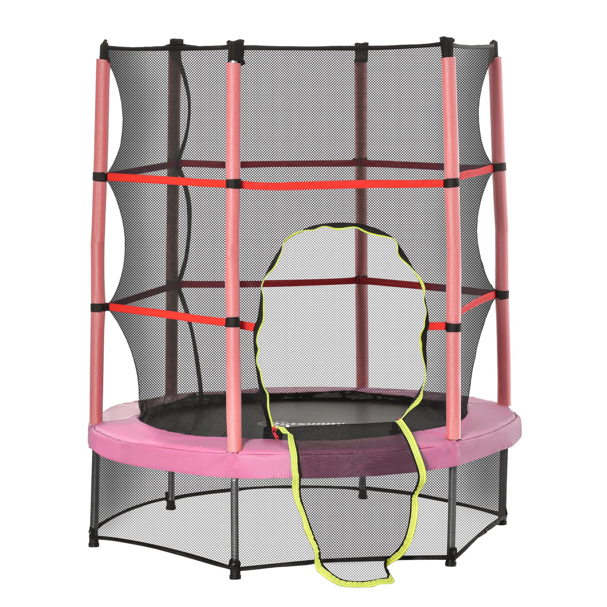 55" Kids Trampoline with Enclosure Net for Indoor/Outdoor, Trampoline for Boys and Girls Age 3-6 Years, Pink