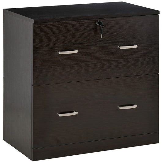 2 Drawer File Cabinet with Lock, Office Filing Cabinet, Hanging Bar for Letter Size, Home Office, Espresso