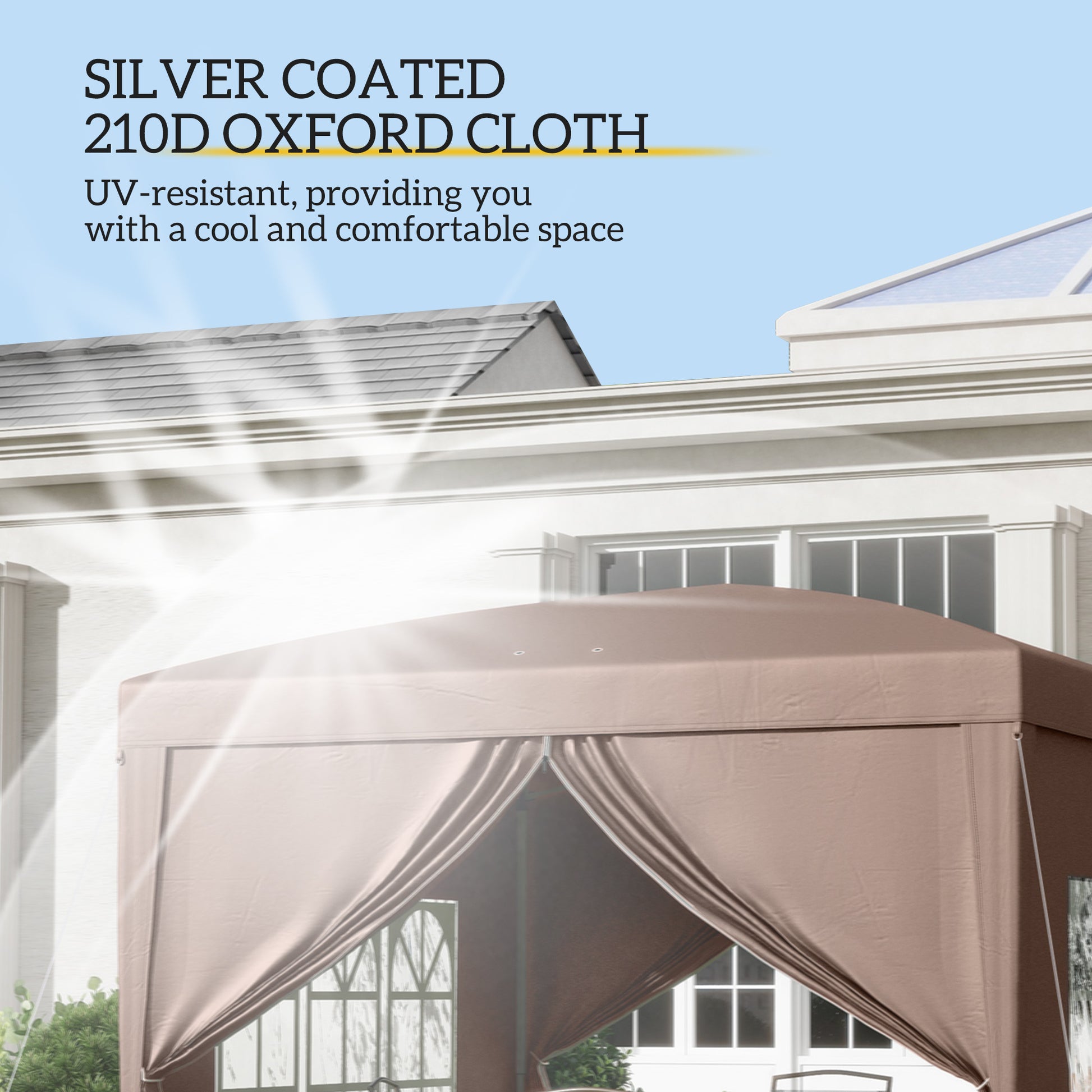 10'x10' Outdoor Pop Up Party Tent Wedding Gazebo Canopy with Carrying Bag (Coffee)