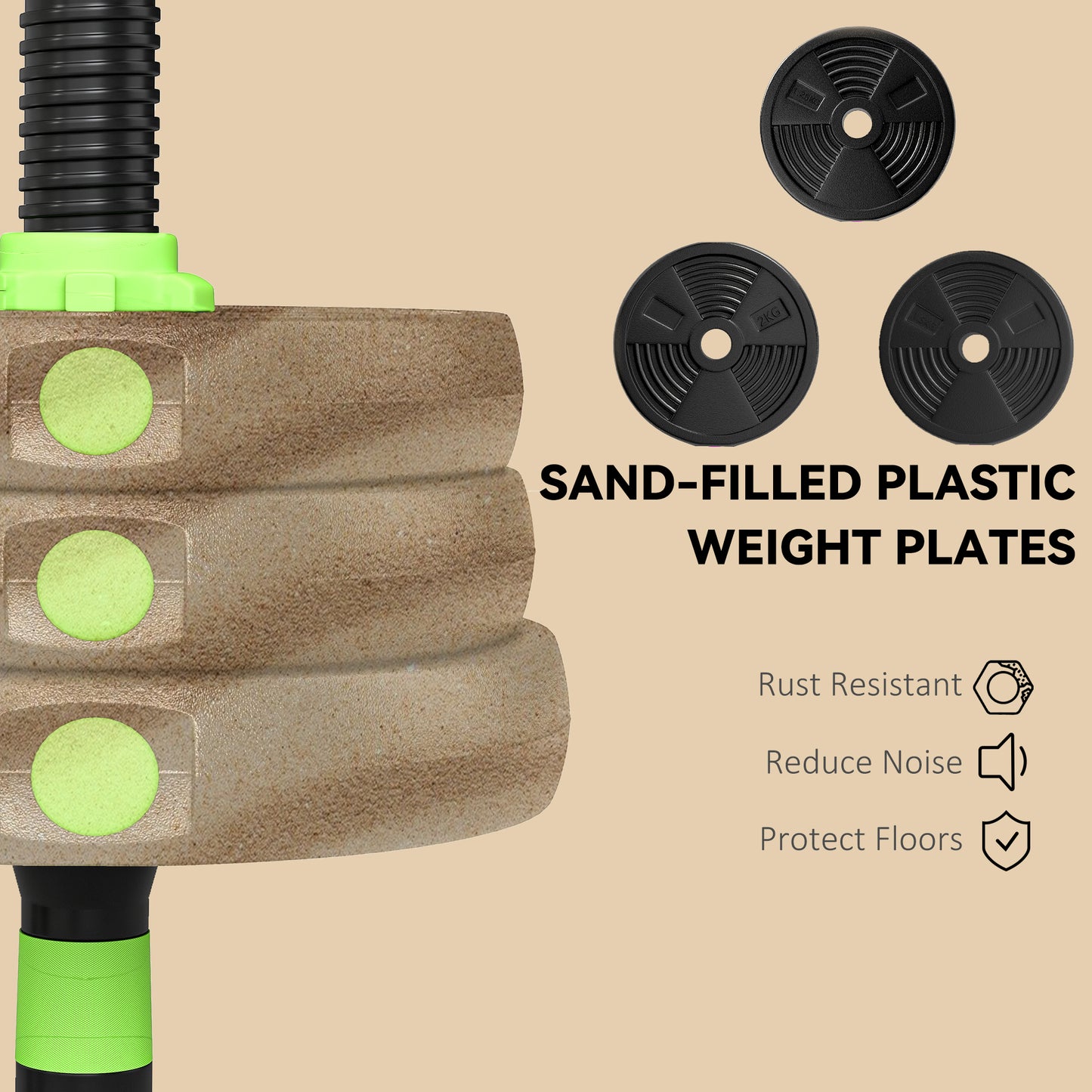 Soozier Adjustable Dumbbell Set, 3 in 1 Weights Dumbbells Set for Home Gym, 44lb Free Weights with Connector and Non-Slip Grip