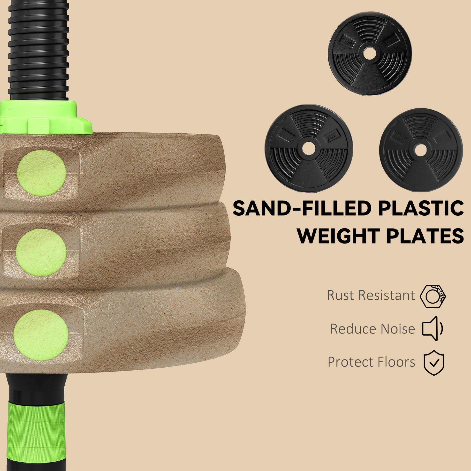 Soozier Adjustable Dumbbell Set, 3 in 1 Weights Dumbbells Set for Home Gym, 44lb Free Weights with Connector and Non-Slip Grip