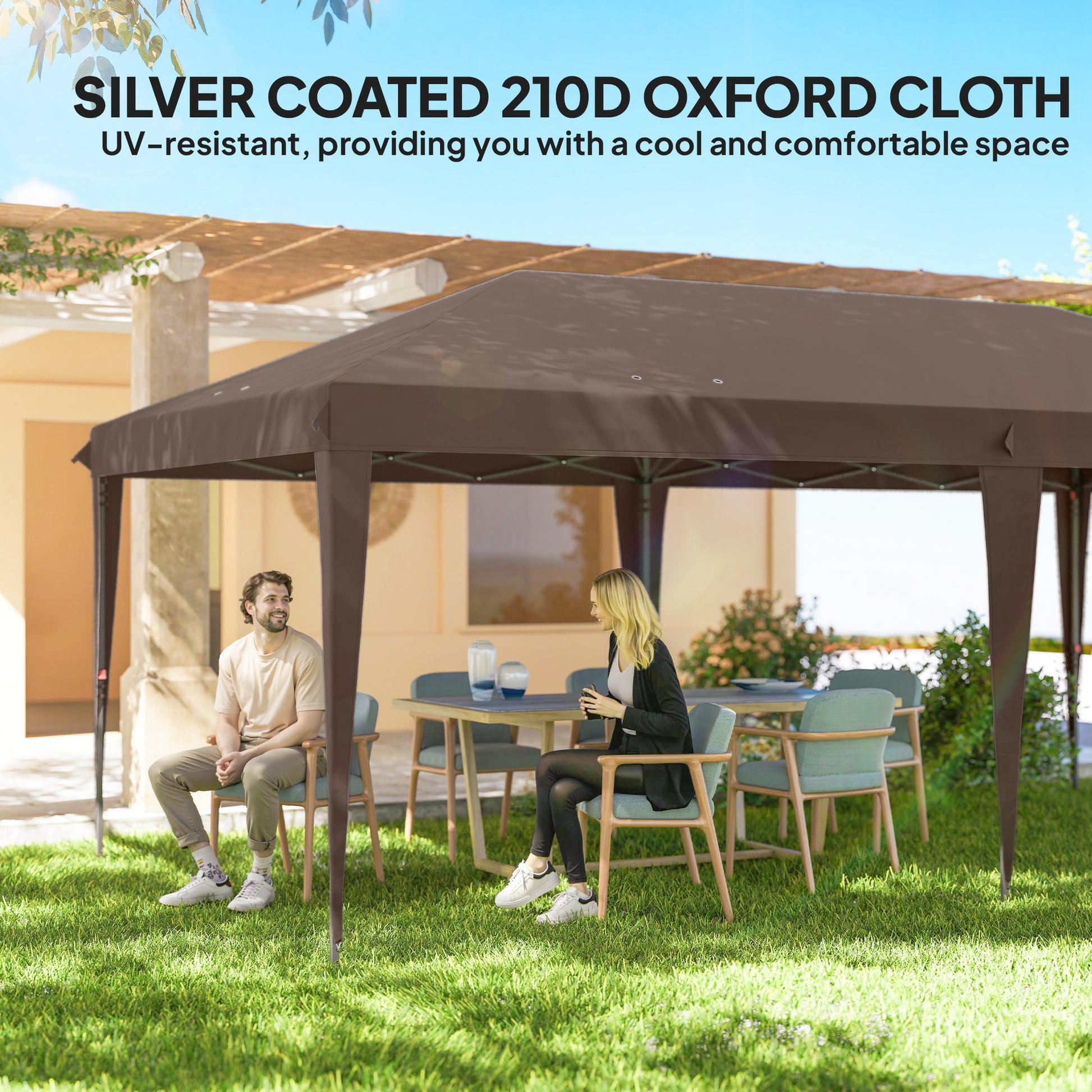 10' x 20' Outdoor Pop Up Canopy Tent Party Tent Instant Shelter W/ Carrying Bag, Coffee