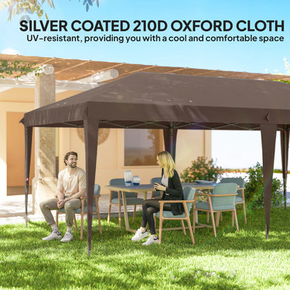 10' x 20' Outdoor Pop Up Canopy Tent Party Tent Instant Shelter W/ Carrying Bag, Coffee