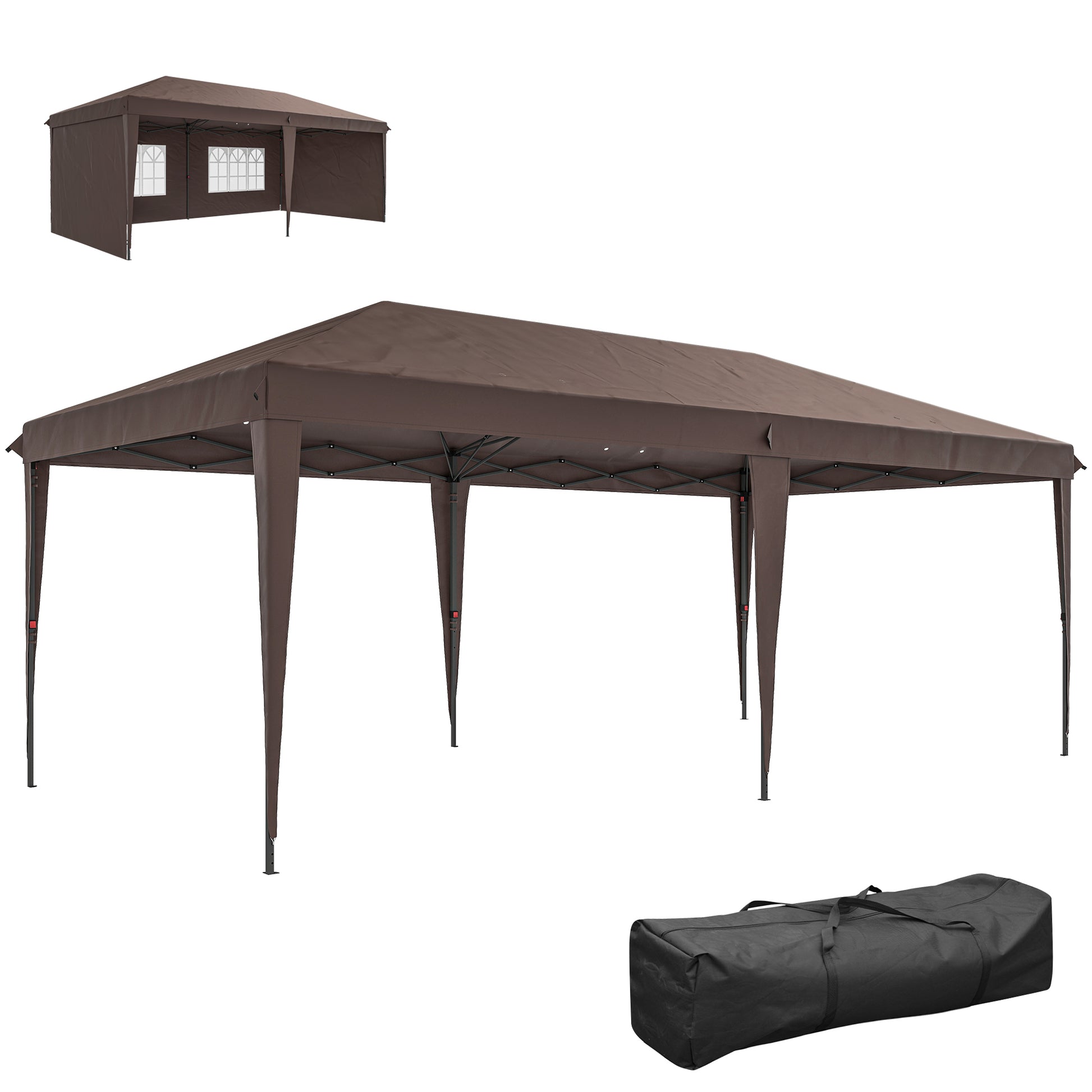10' x 20' Outdoor Pop Up Canopy Tent Party Tent Instant Shelter W/ Carrying Bag, Coffee