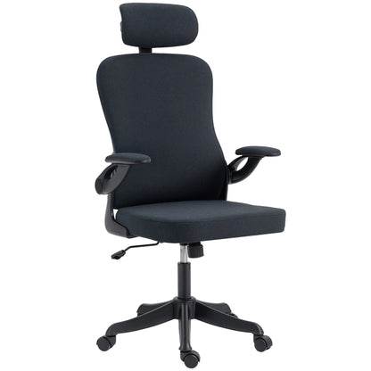 Ergonomic Office Chair, Swivel Desk Chair with Adjustable Lumbar Support, Headrest and Height, Flip-up Armrests, Black