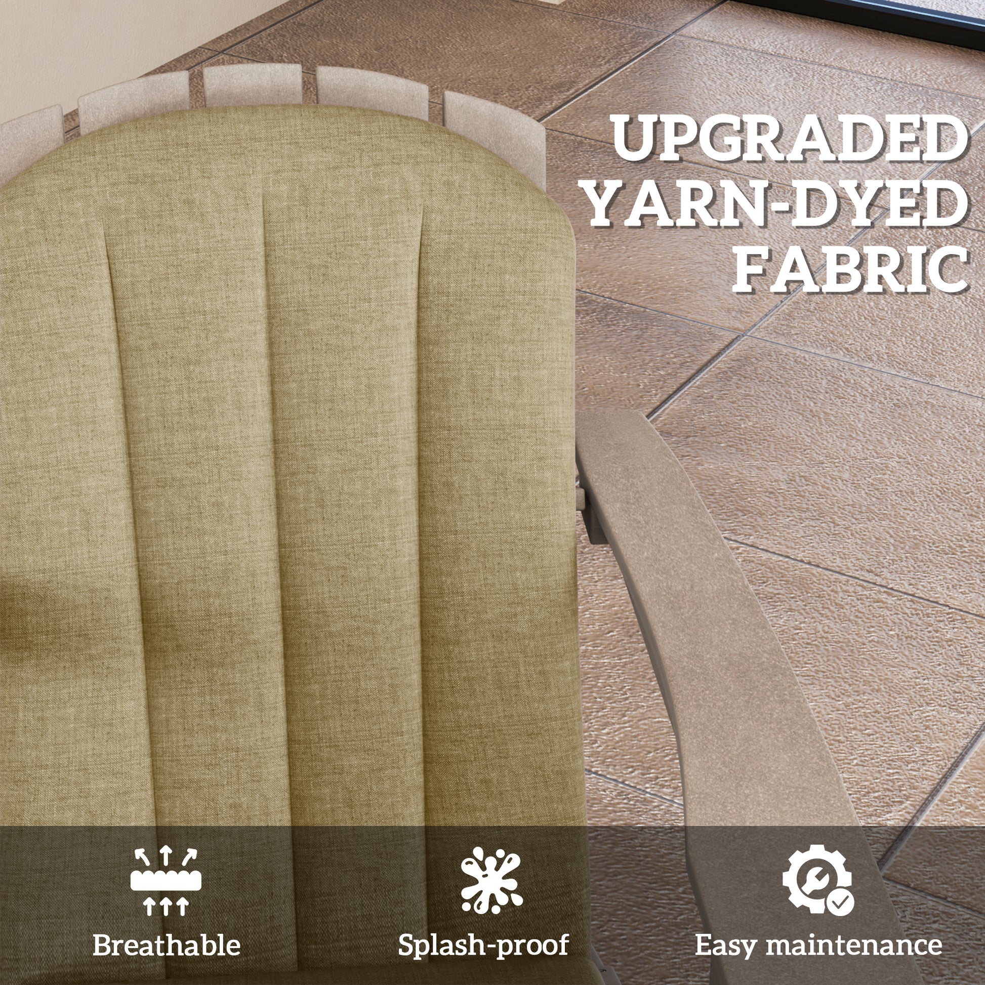 Set of 2 Patio Chair Cushions, High Back Adirondack Chair Cushion with Ties, High-Density Foam, Beige