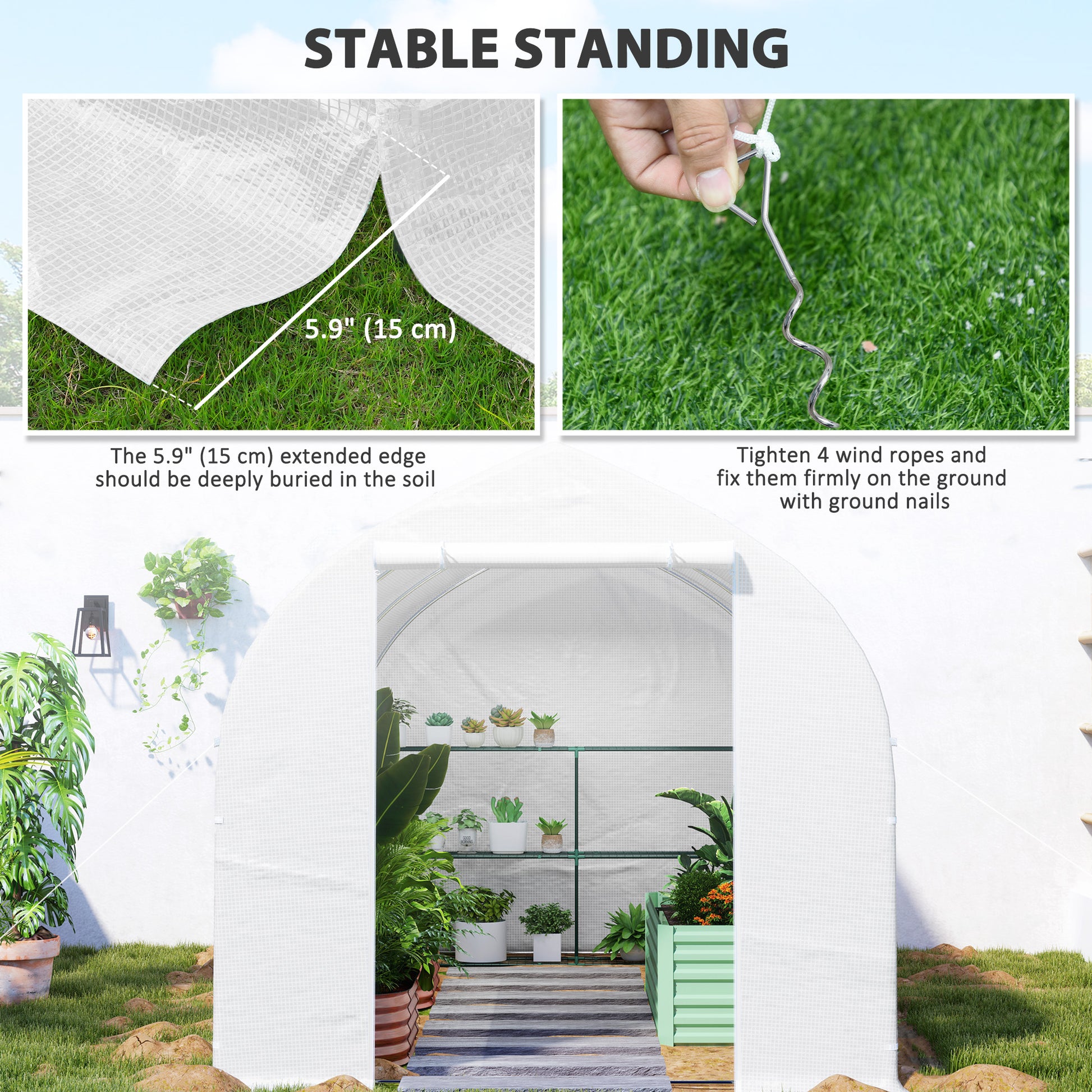 11.5' x 6.6' x 6.6' Portable Walk-In Tunnel Greenhouse Garden Warm House - White
