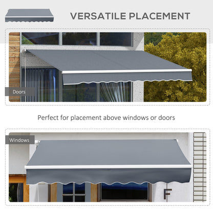 10' x 8' Manual Retractable Awning, Sunhade Shelter Canopy UV Protection for Window Door Patio Deck Yard, Dark Grey