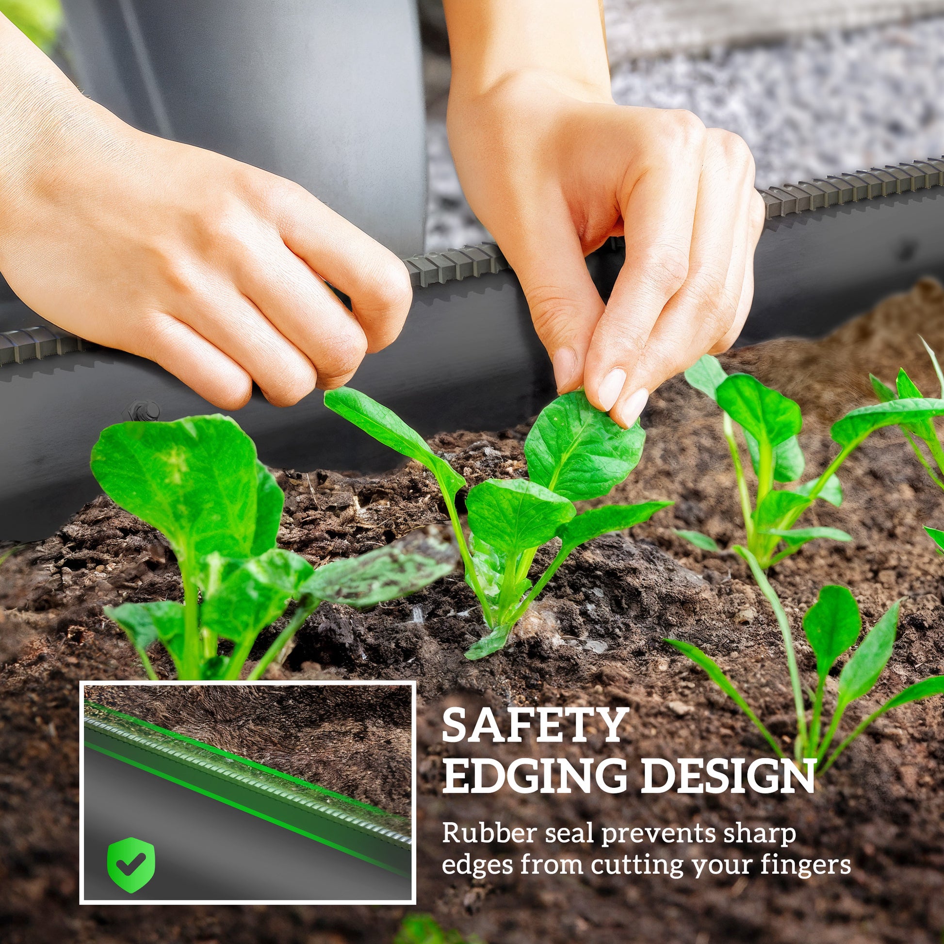 7.9 x 2 x 1ft Galvanized Raised Garden Bed Kit, Metal Planter Box with Safety Edging, Dark Grey
