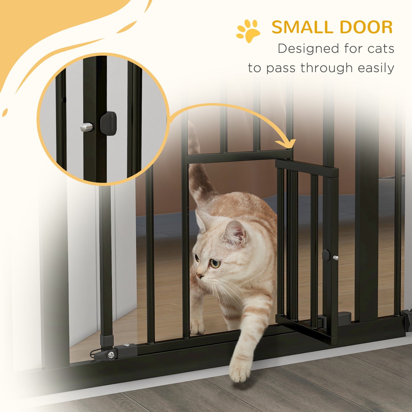 36" Easy Open Indoor Dog Gates for Doorways, House, Stair - Black
