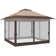 12' x 12' Foldable Pop-up Party Tent Instant Canopy Sun Shade Gazebo Shelter with Steel Frame, Khaki