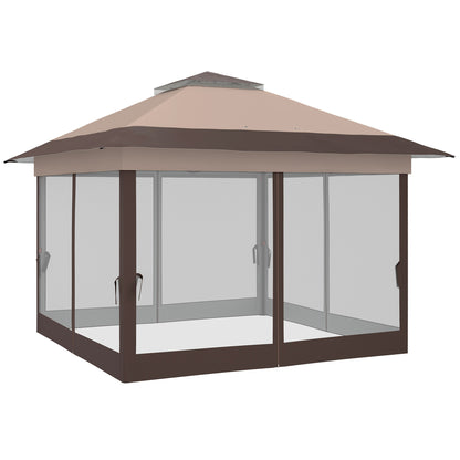 12' x 12' Foldable Pop-up Party Tent Instant Canopy Sun Shade Gazebo Shelter with Steel Frame, Khaki