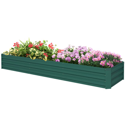 8'x2'x1' Galvanized Raised Bed, Large Elevated Planter Box for Growing Flowers, Herbs and Vegetables, Green