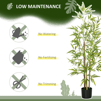 Set of 2 4ft Artificial Tree, Indoor Fake Bamboo with Pot, for Home Office Living Room Decor