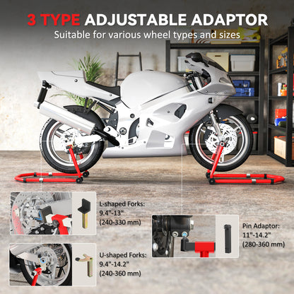 Motorcycle Stand Lift, 850 lbs Capacity Front & Rear Combo Wheel Paddock Stand Lift for Dirt Bikes, Red