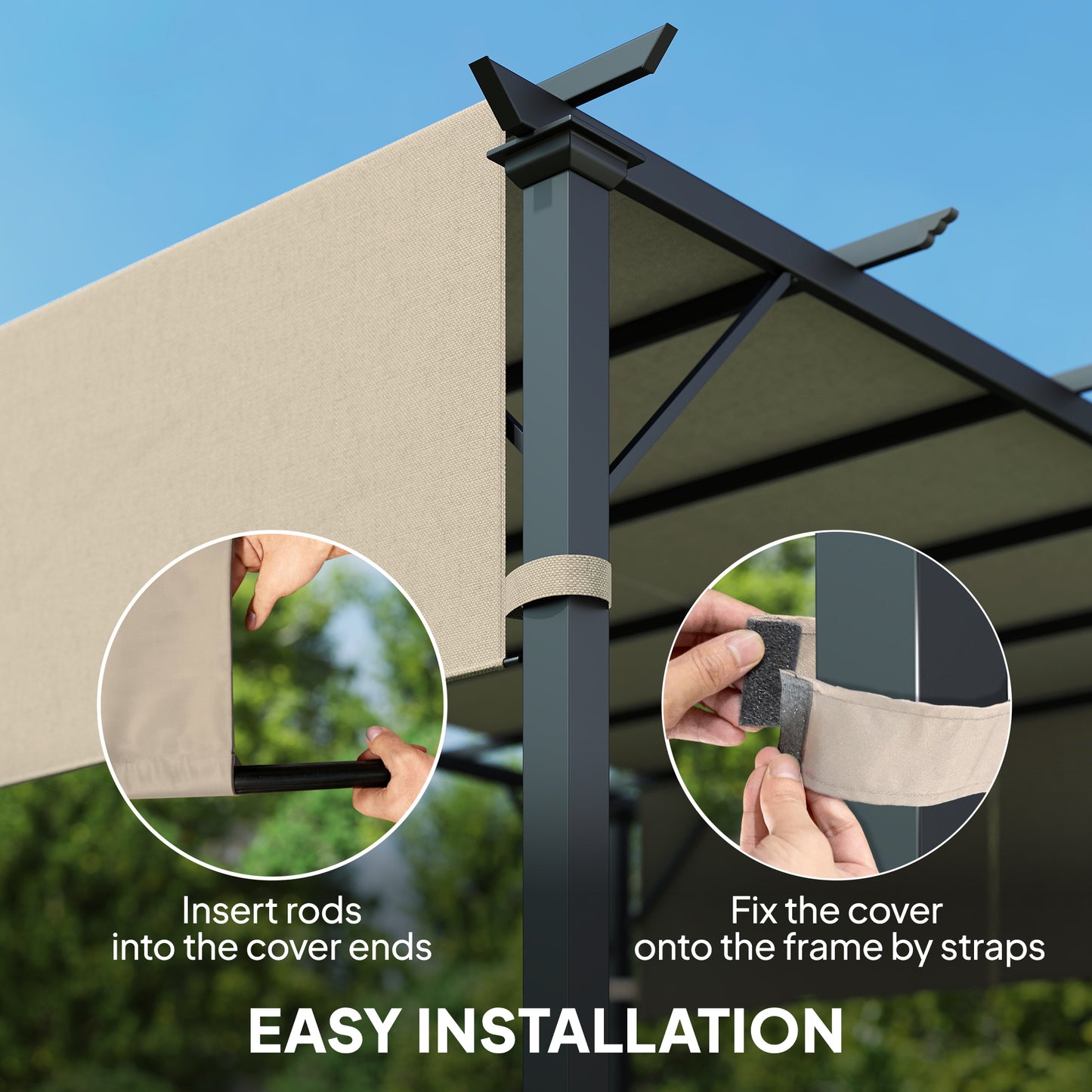 2 Pcs UV Protection Pergola Replacement Canopy, Pergola Shade Cover, Easy to Install, for 10' x 11.8' Pergola, Khaki