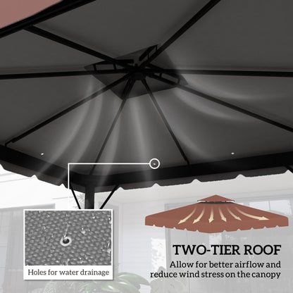 10' x 10' Gazebo Replacement Canopy, Gazebo Top Cover with Double Vented Roof for Garden Patio Outdoor TOP ONLY, Coffee