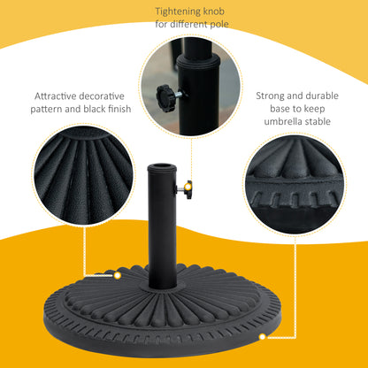Patio Umbrella Base Stand, Round Cement Parasol Holder for Outdoor, Patio, Garden, Beach, Fits Φ1.4", Φ1.5" and Φ 2" Pole, Black