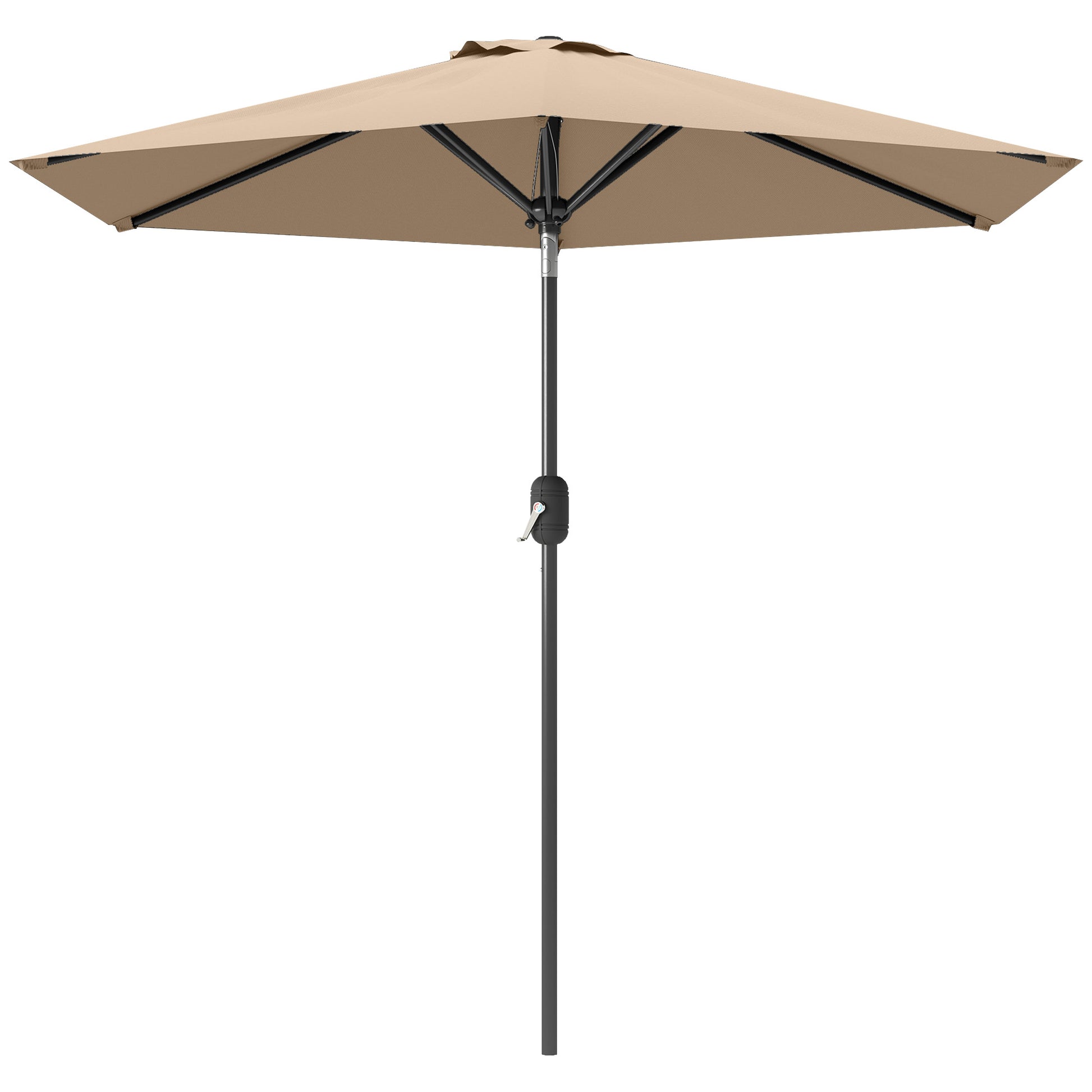 Patio Sun Umbrella, Outdoor Parasol with 6 Ribs, Coffee