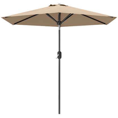 Patio Sun Umbrella, Outdoor Parasol with 6 Ribs, Coffee