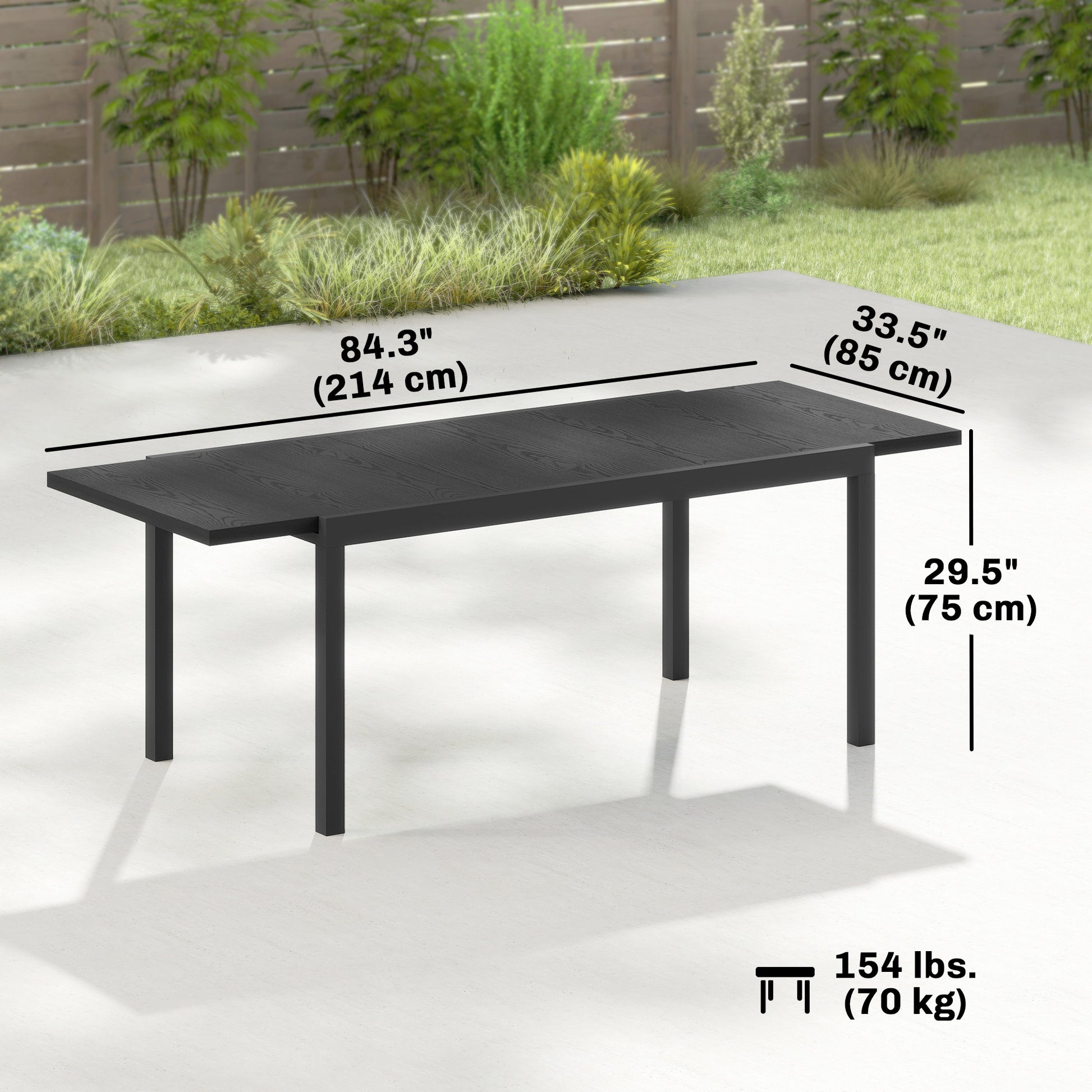 Expandable Patio Dining Table for 8-10 People, 60.6"/84.3" Aluminum Outdoor Dining Table with Adjustable Foot Pads